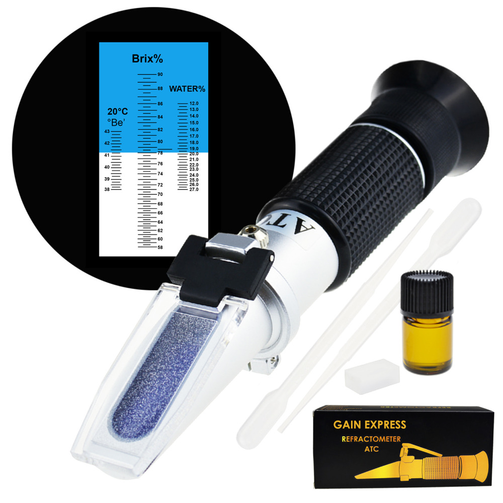 Marine Aquarium Refractometer - 3-in-1 Honing Refractometer Brix/Vocht/Baume Tester Meter