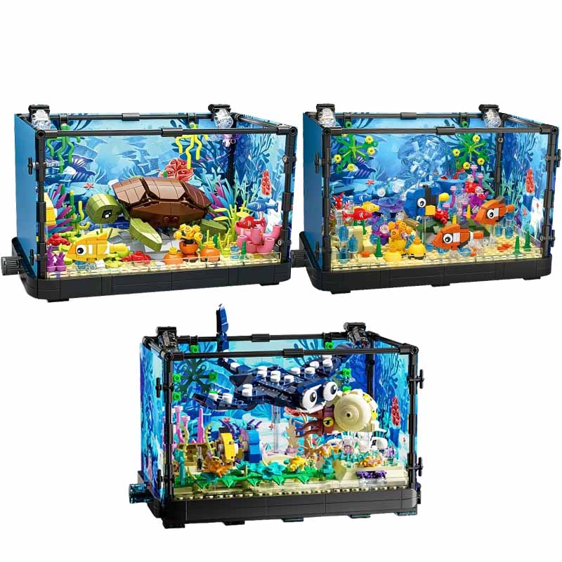 Aquarium Marine Lights - Aquarium bouwsteenset met licht, aquarium, zeeschildpad,