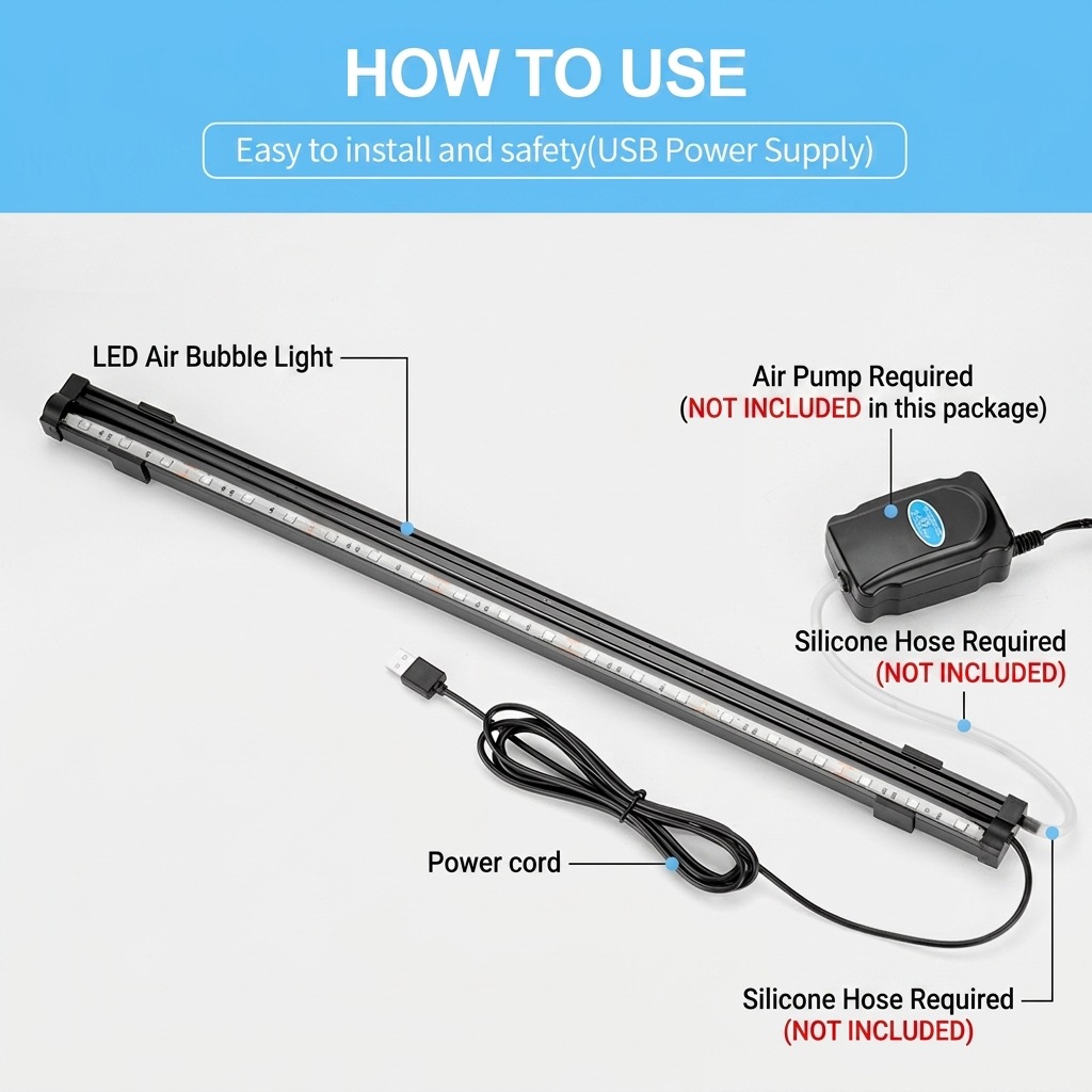 USB LED Aquarium Luchtbellenli - Aquarium Marine Lights recensie en prijs